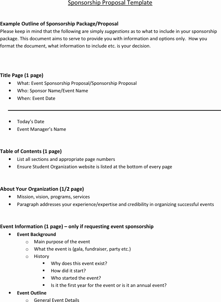 Sponsorship Packet Template Unique 6 Sponsorship Proposal Templates Excel Pdf formats