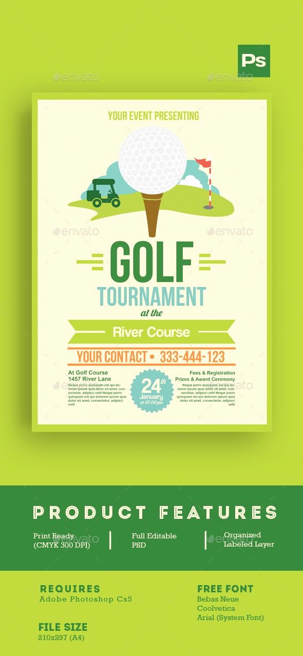 Sports Illustrated Cover Template Photoshop Beautiful Golf tournament Flyer Tamplate