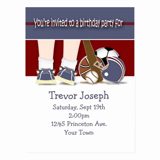 Sports Invitation Template Awesome All Sports Birthday Invitation Template Postcard