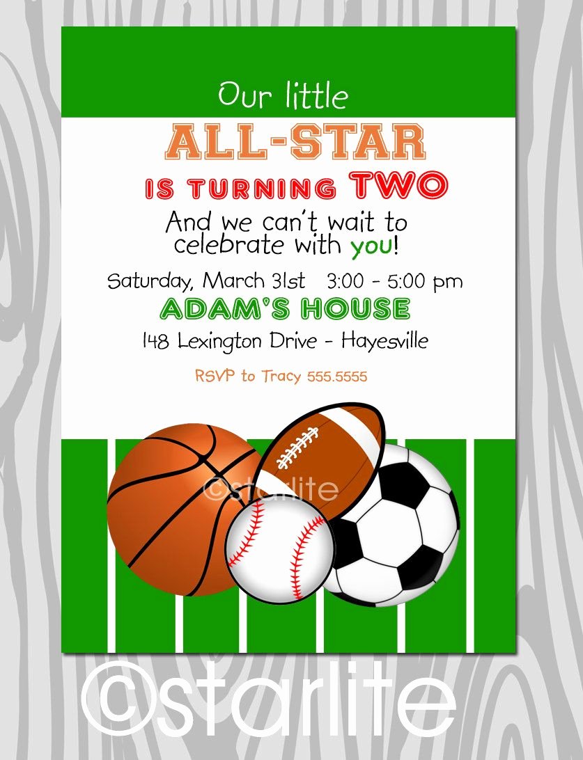 Sports Invitation Template Beautiful All Star Birthday Party Invitation Sports theme