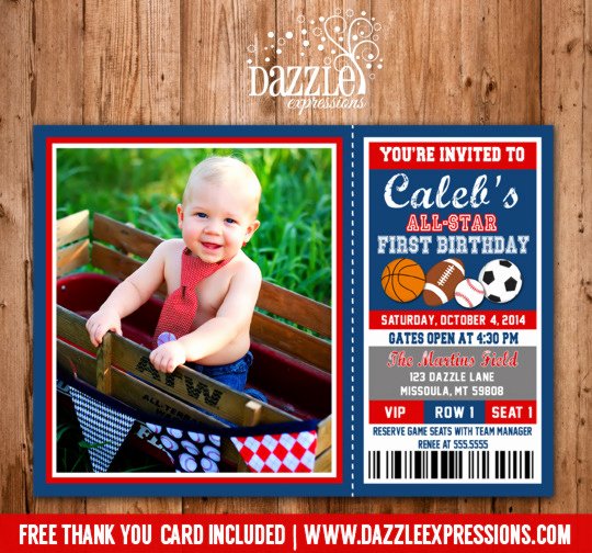 Sports Invitation Template Fresh Printable All Star Sports Ticket Birthday Invitation