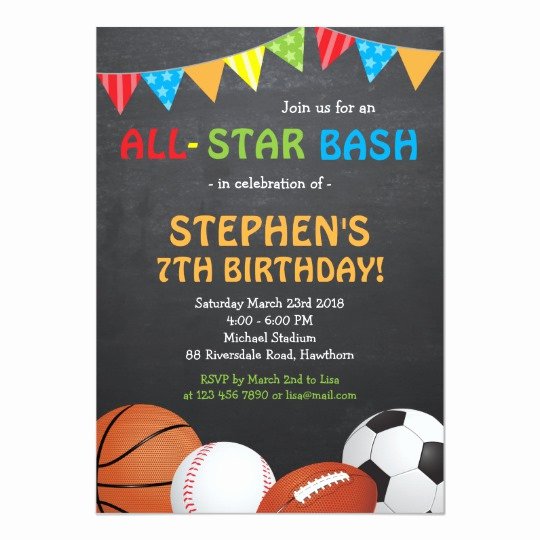 Sports Invitation Template Luxury Sports Birthday Invitation Sports Invitation