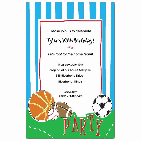 Sports Invitation Template New Free Printable Sports Birthday Invitations