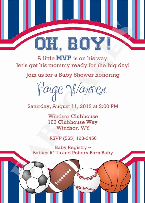 Sports Invitation Template New Sports theme Baby Shower Invitation Diy Print Your by