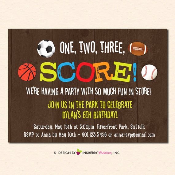 Sports Invitation Template Unique Final Score Sports theme Birthday Party Invitation