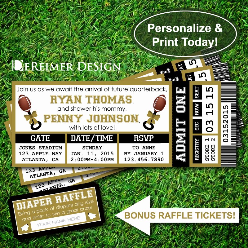 Sports Ticket Invitation Awesome Sports Ticket Baby Boy Shower Invitation All Star Baby