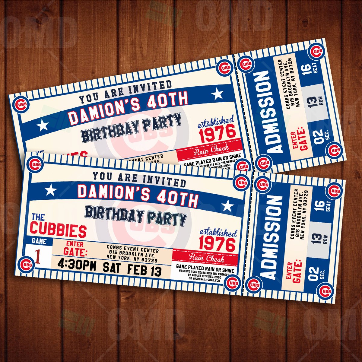 Sports Ticket Invitation Fresh Chicago Cubs Ticket Style Sports Party Invitations