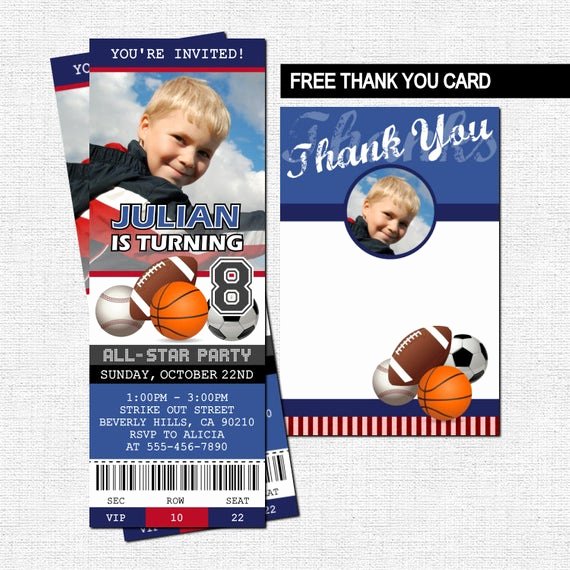 Sports Ticket Invitation Fresh Sports Ticket Invitations All Star Birthday Party by