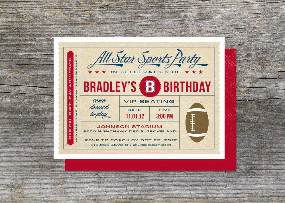 Sports Ticket Invitation Inspirational Sports Birthday Invitation Sports Ticket by Brightsideprints