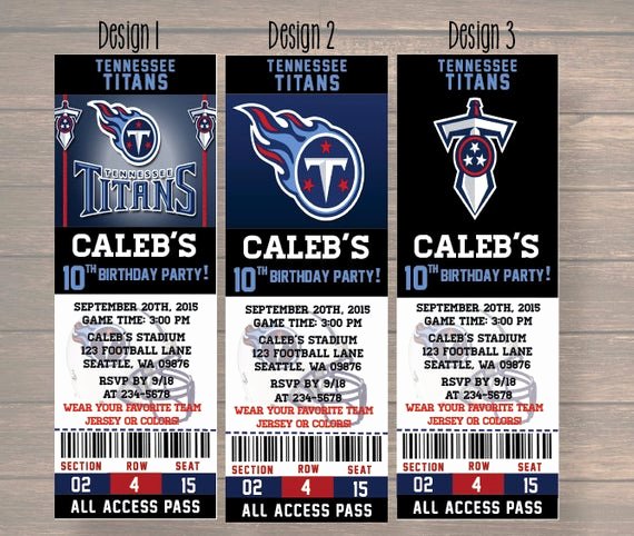 Sports Ticket Invitation Luxury Tennessee Titans Birthday Invitation Football Ticket