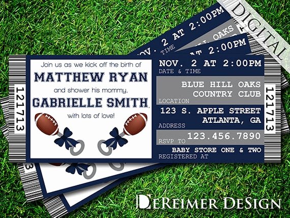 Sports Ticket Invitation Template Free Elegant Sports Ticket Baby Boy Shower Invitation Cowboys Dallas