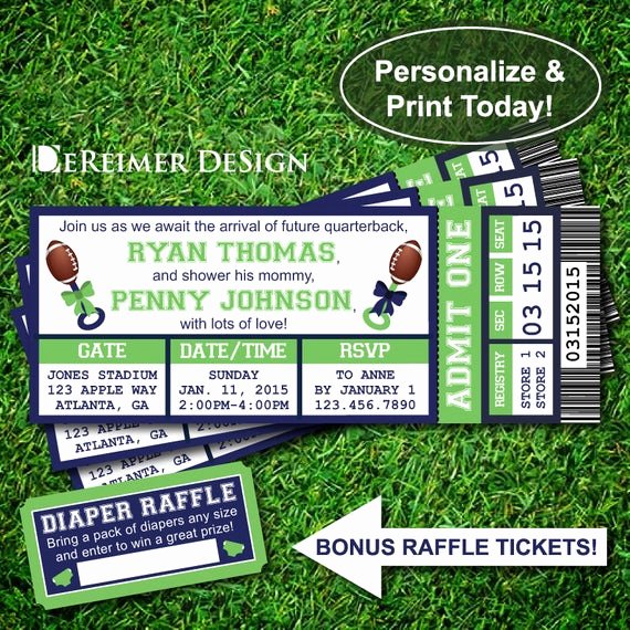 Sports Ticket Invitation Template Free Inspirational Sports Ticket Baby Boy Shower Invitation Little All Star