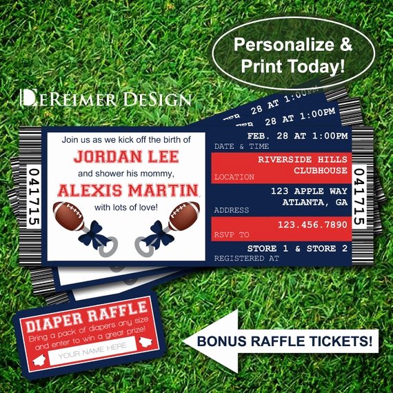 Sports Ticket Invitation Template Free New Items Similar to Sports Ticket Baby Boy Shower Invitation