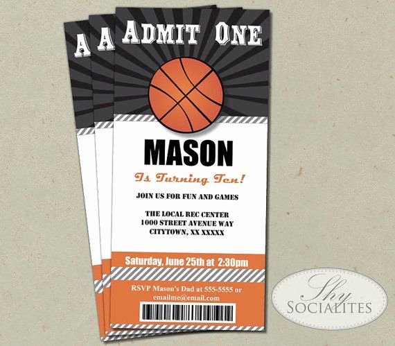 Sports Ticket Invitation Template Free Unique Basketball Ticket Invitation