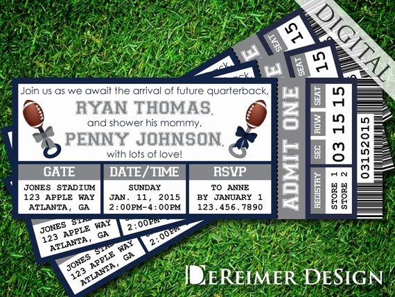 Sports Ticket Invitation Template Free Unique Sports Ticket Baby Boy Shower Invitation Cowboys Dallas