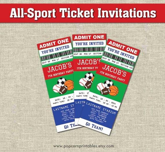 Sports Ticket Invitation Unique 30 Best Bowman S 2nd Birthday Sports theme Images On