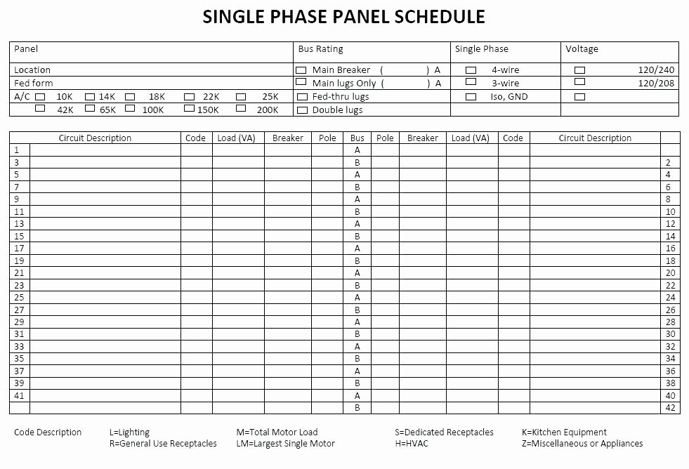 Square D Electrical Panel Schedule Template Fresh Electrical Panel Schedule Template software