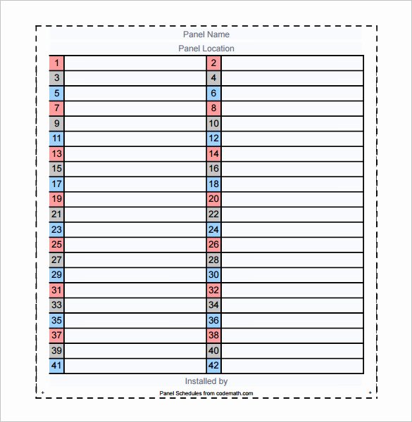 Square D Panel Schedule Fresh 19 Panel Schedule Templates Doc Pdf