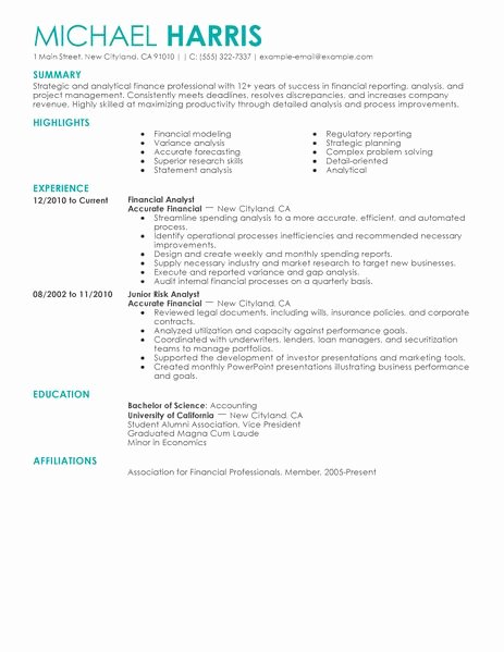 Staff Accounting Resume Samples Awesome Accounting &amp; Finance Resume Examples