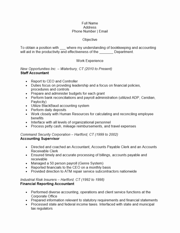 Staff Accounting Resume Samples Luxury Free Staff Accountant Resume Template Sample