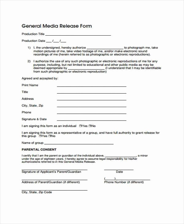 Standard Media Release form Template Beautiful Release form Templates