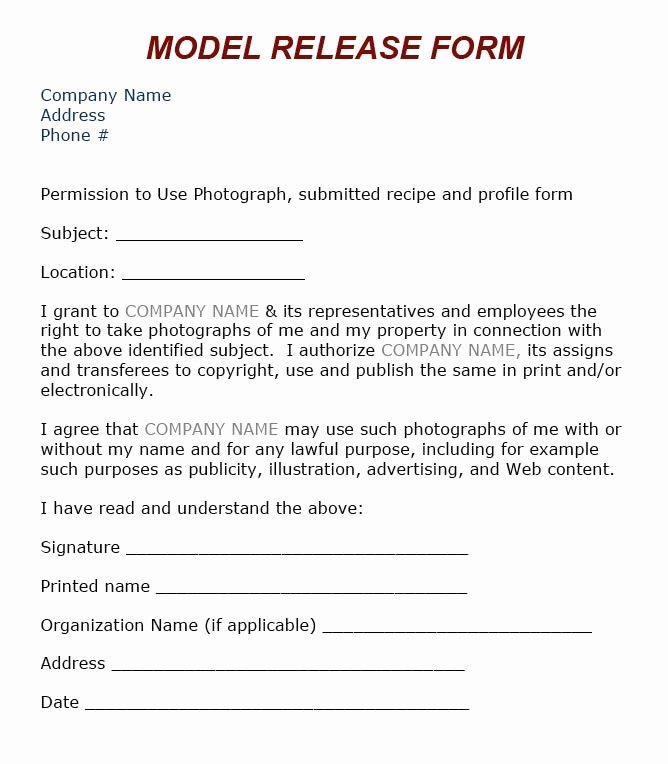 Standard Media Release form Template Luxury 8 Best Images About Model Release On Pinterest