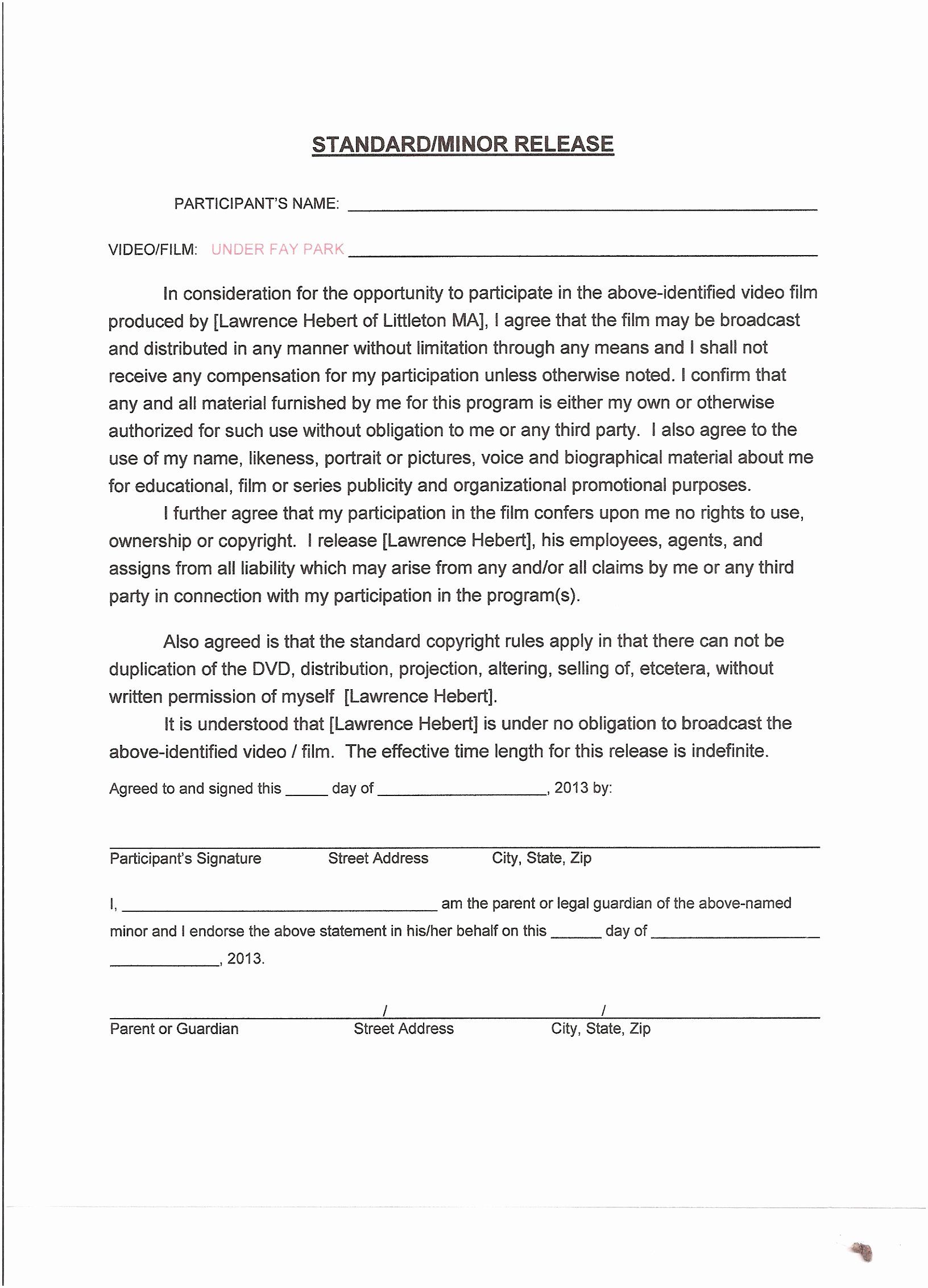 Standard Media Release form Template Unique 6 Standard Release form Template Uirit