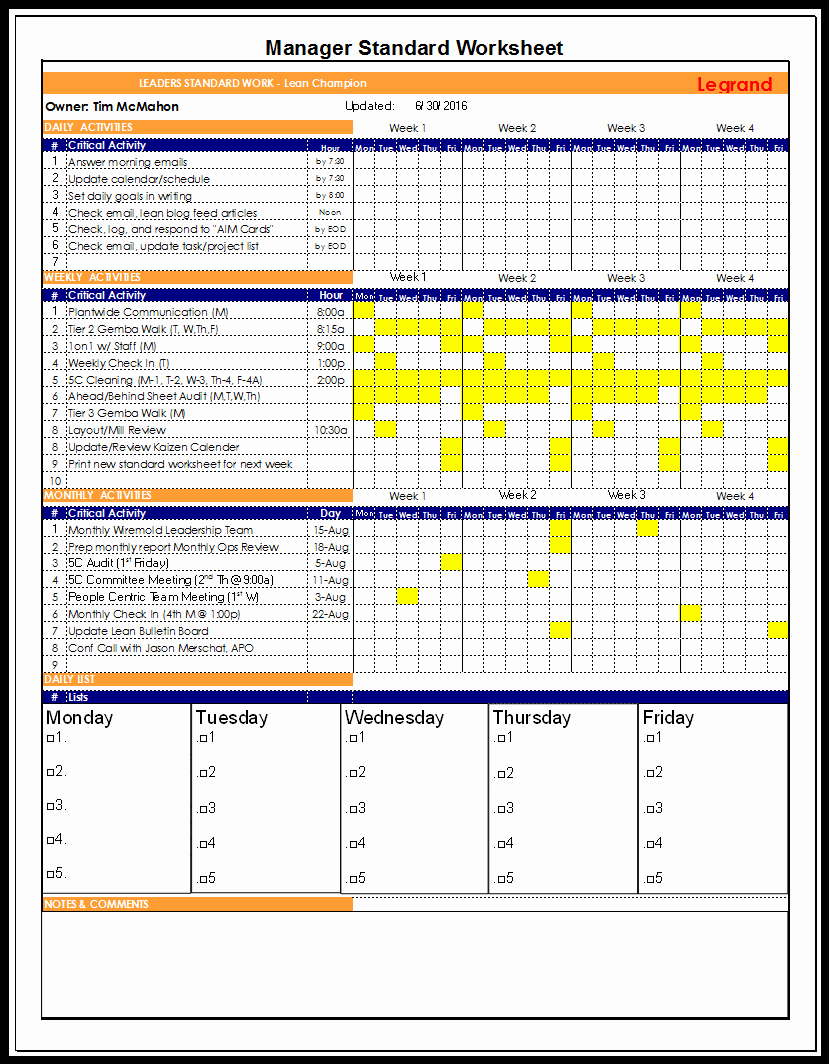 Standard Work Template Elegant A Lean Journey Digital Leader Standard Work with Habithub