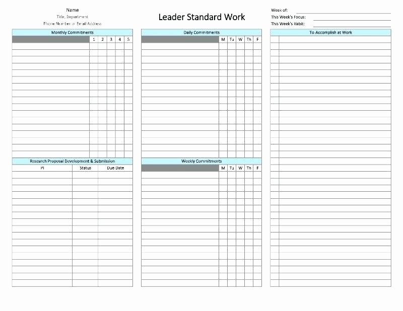 Standard Work Template Luxury Leader Standard Work Template