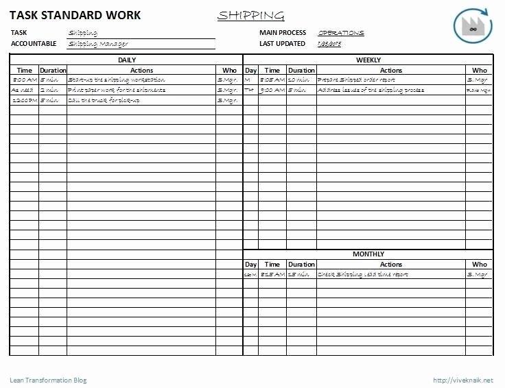 Standard Work Templates Excel Beautiful Leader Standard Work Template