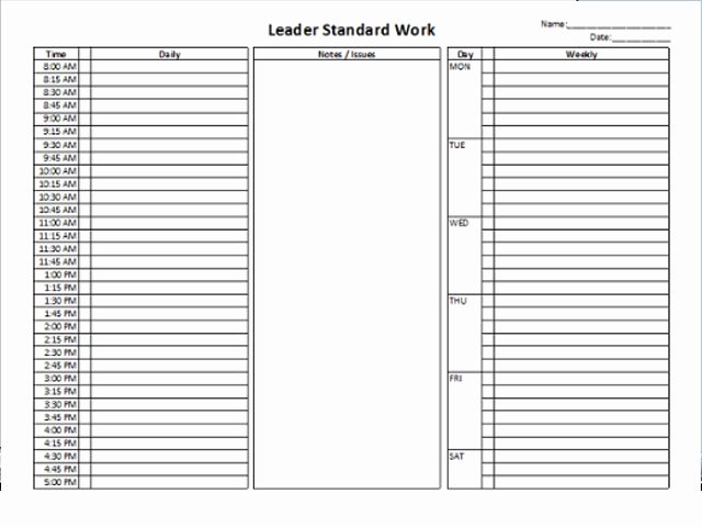 Standard Work Templates Excel Beautiful Standard Work Template