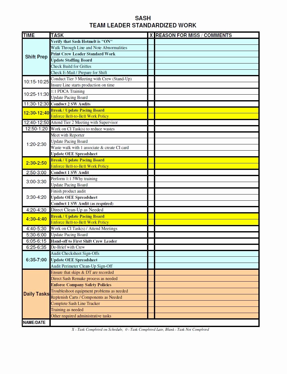 Standard Work Template Excel Free Aulaiestpdm Blog