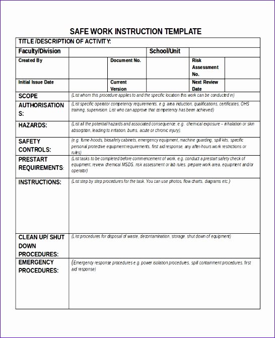 Standard Work Templates Excel Unique 10 Standard Work Instructions Excel Template