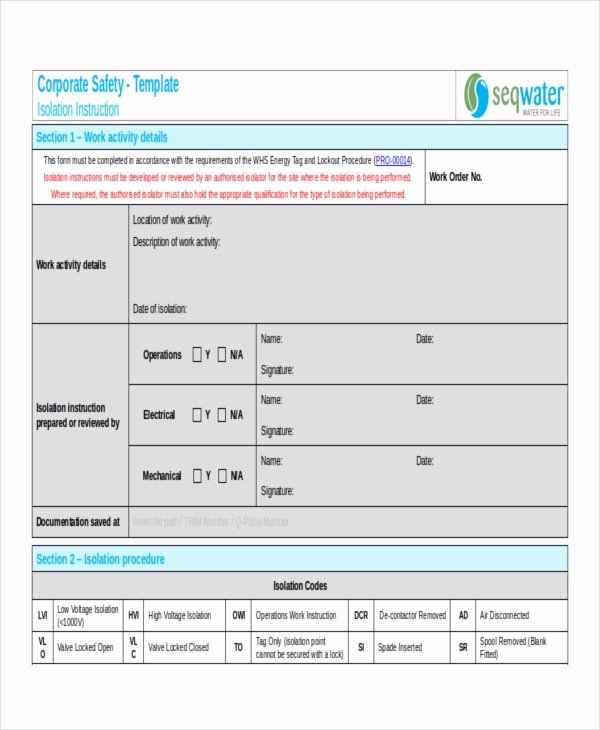 Standardized Work Instructions Templates Lovely 9 Work Instruction Templates Free Sample Example