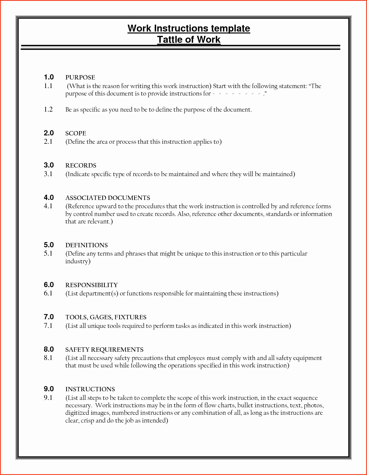 Standardized Work Instructions Templates New 29 Of Standard Work Template Word