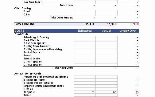 Startup Expenses and Capitalization Spreadsheet Luxury Download A Free Business Start Up Costs Template for Excel