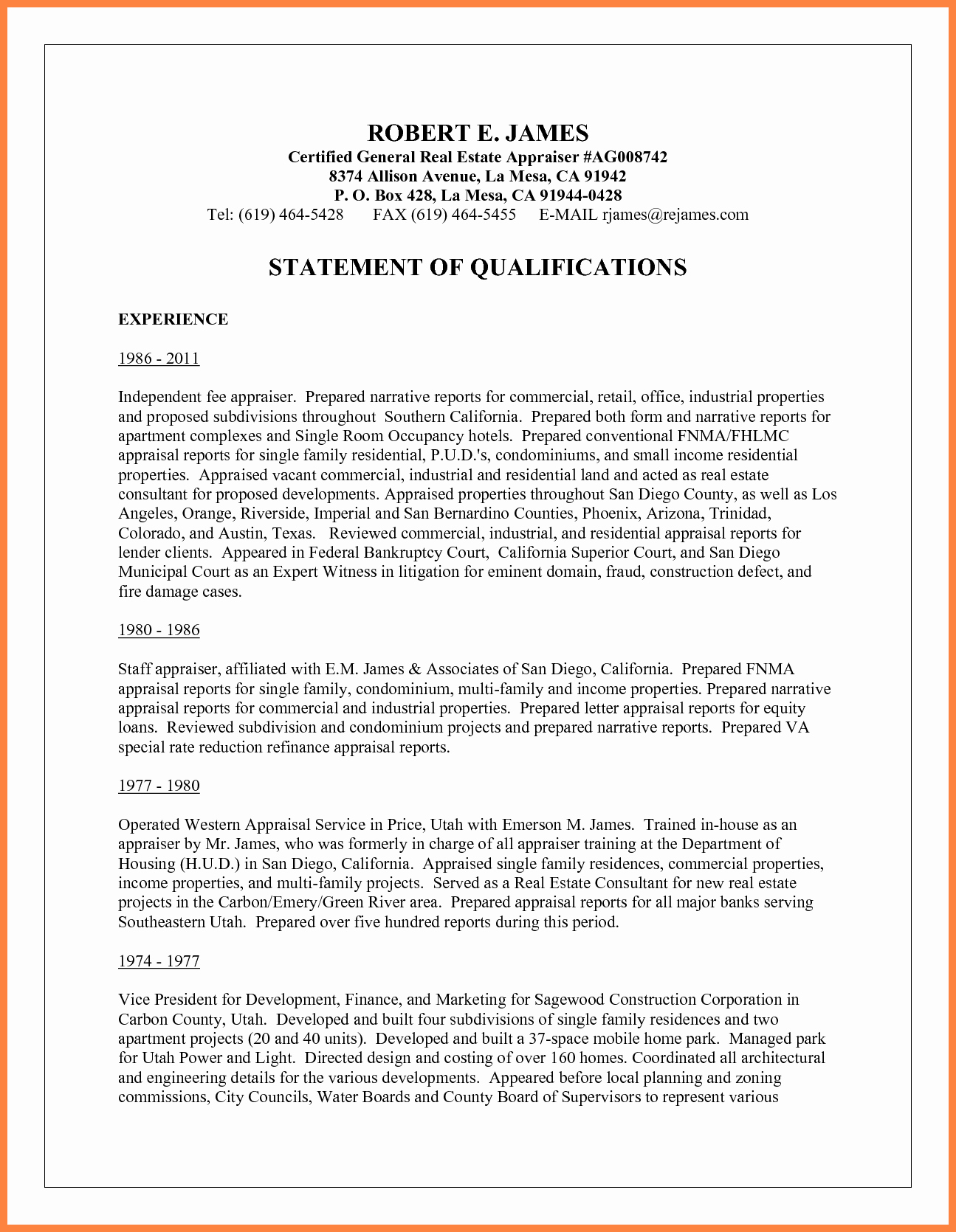 Statement Of Qualifications Template Free Best Of 10 Sample Statement Of Qualifications