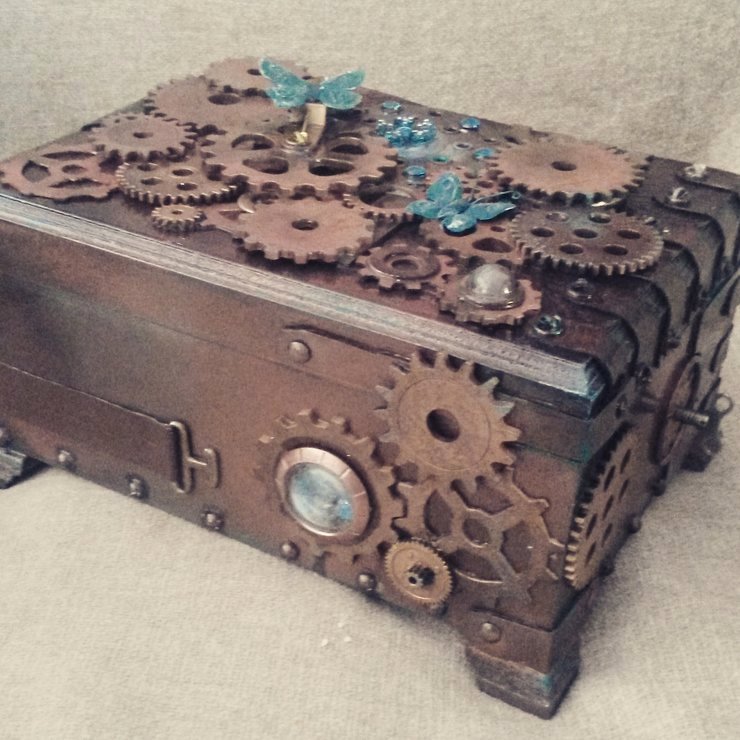 Steam Custom Info Box Art Luxury Steampunk Jewellery Box Custom Made by Wild Cherries