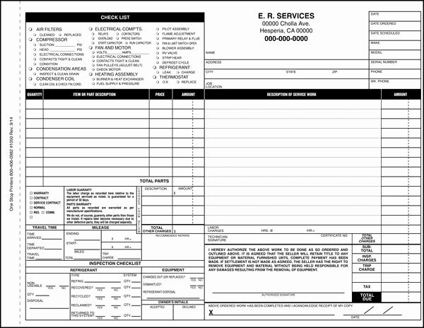 Stop Work order Template Lovely Heating and Air Conditioning Invoice Work order