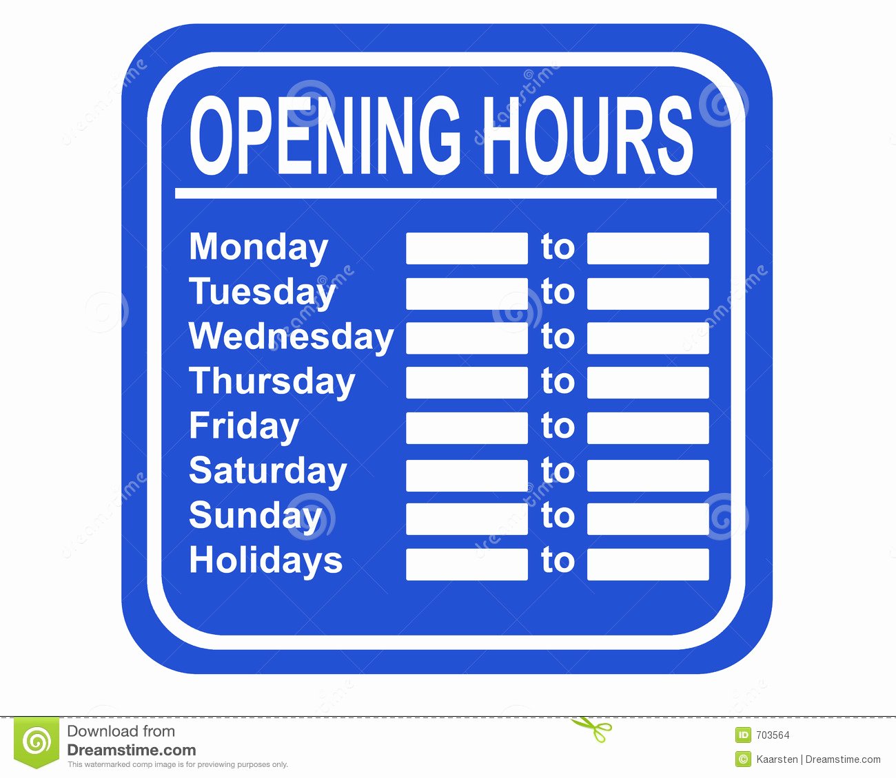 Store Hours Sign Template New Opening Hours Stock Illustration Illustration Of Seller