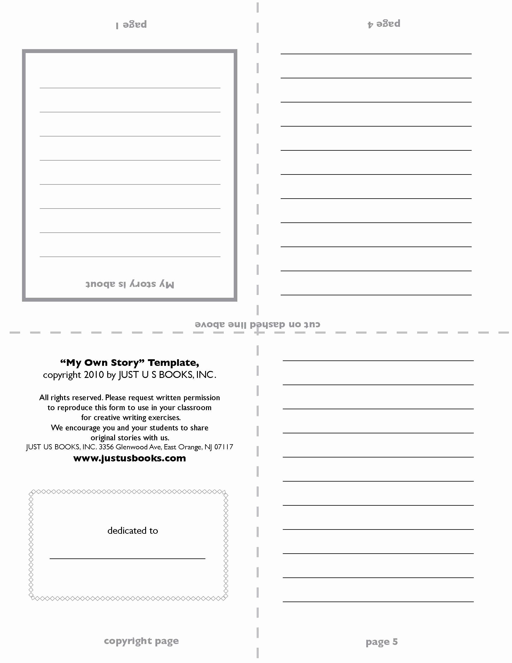 Story Book Template New My Own Story Template Side One