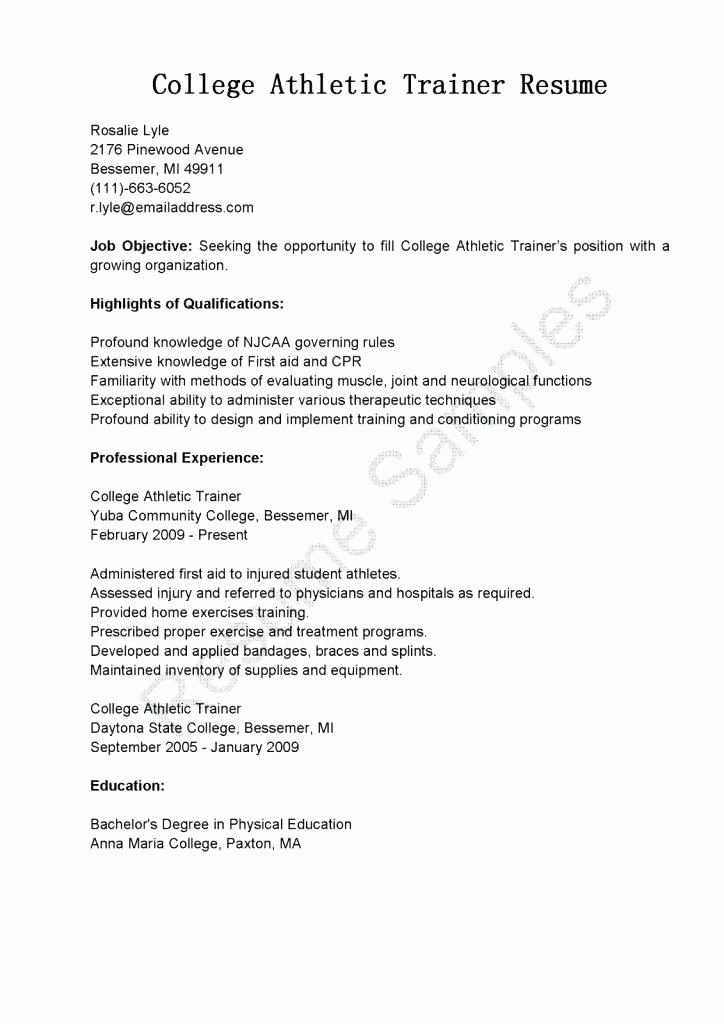 Student athlete Resume Example Beautiful Resume for Trainer Position