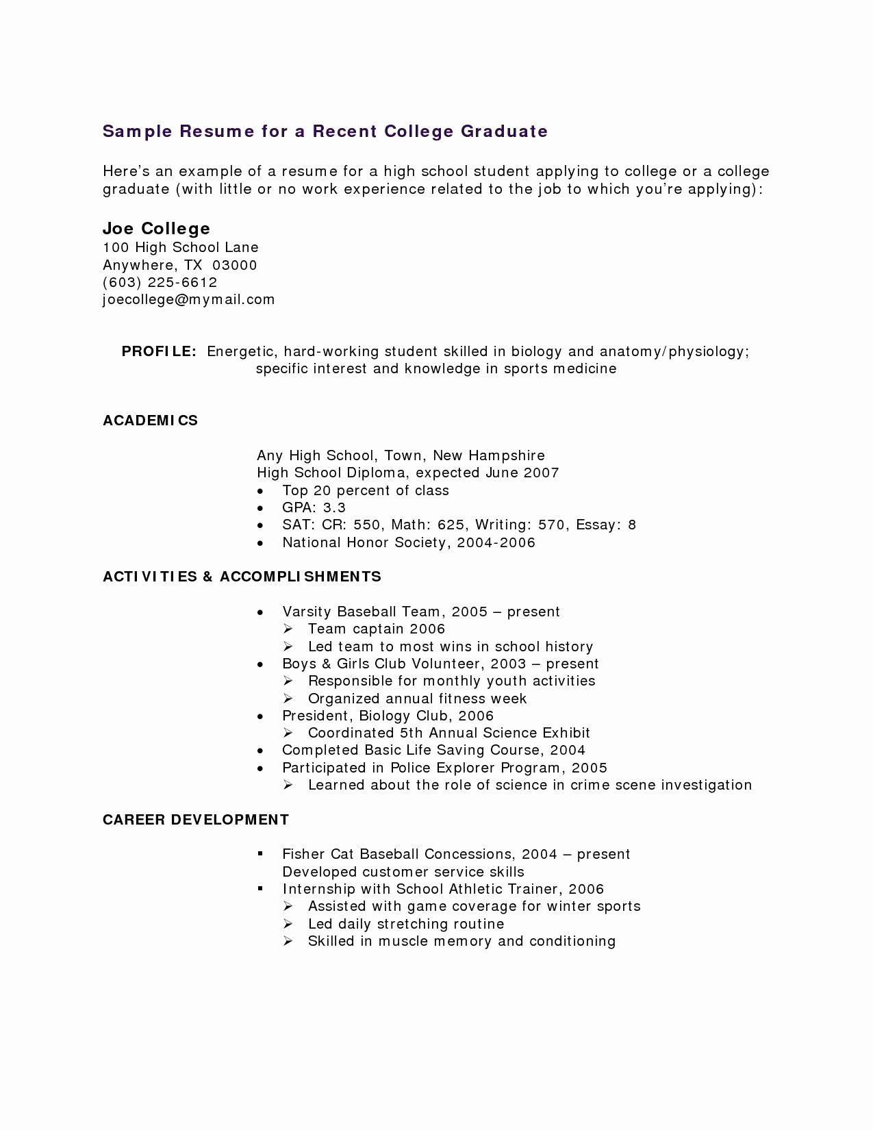 Student athlete Resume Example Fresh Resume for Graduate Student Lovely 36 Student Resume