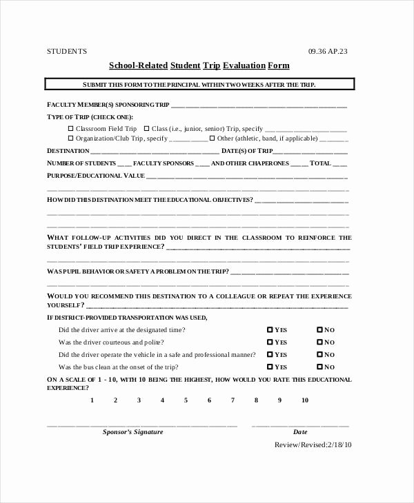 Student Performance Evaluation form Fresh Student Evaluation form Template