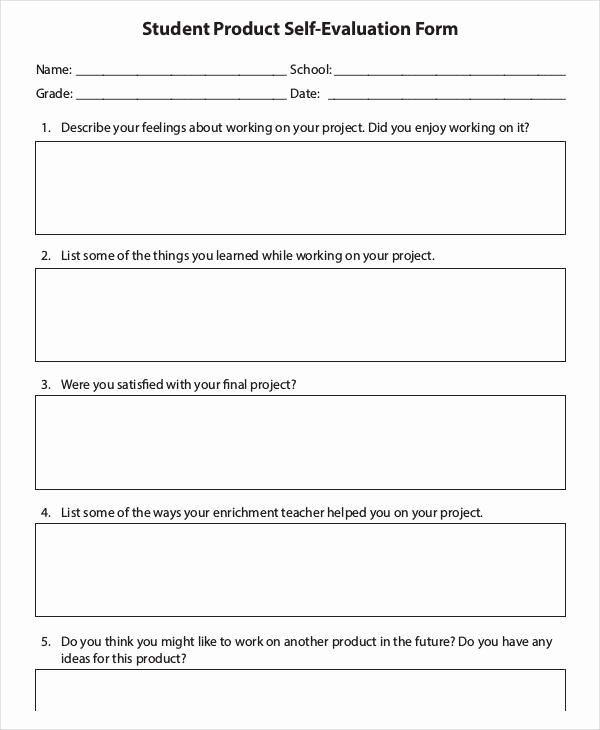 Student Performance Evaluation form Lovely Student Evaluation form Template