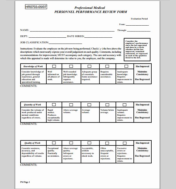 Student Performance Evaluation form Luxury Medical Performance Evaluation form Sample forms