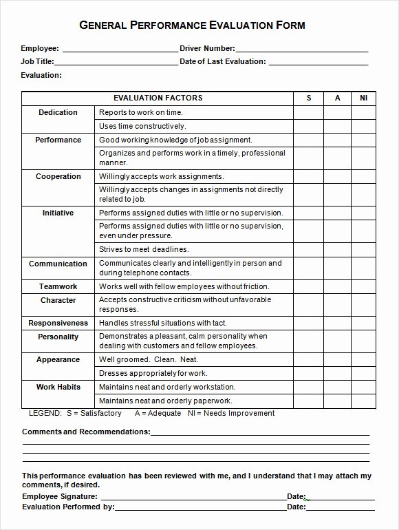Student Performance Evaluation form New Job Performance Evaluation 10 Download Documents In Pdf
