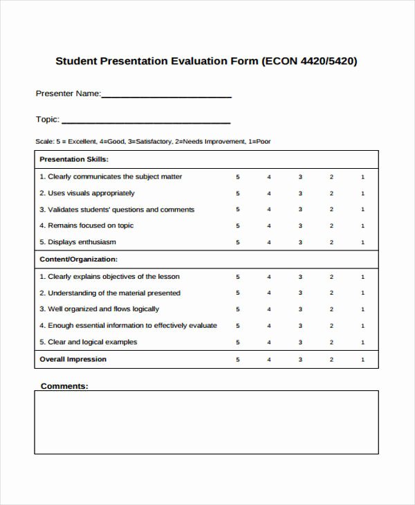 Student Performance Evaluation form New Student Evaluation form In Pdf