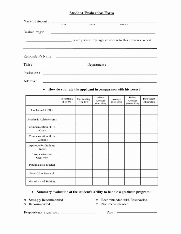 Student Performance Evaluation form Unique 11 Best Images About Sample Evalution On Pinterest