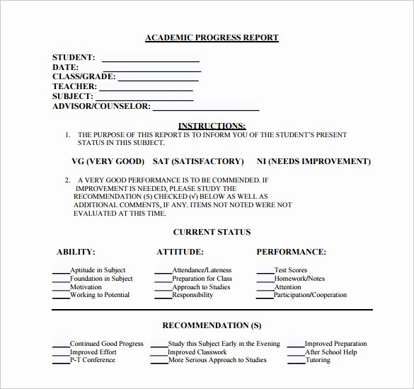 Student Progress Report Template Word Fresh 17 Sample Student Progress Reports